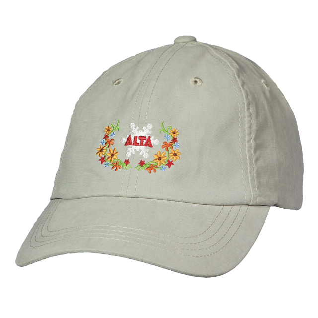 Khaki Coolmax Cap with Alta Logo and Wild Flowers